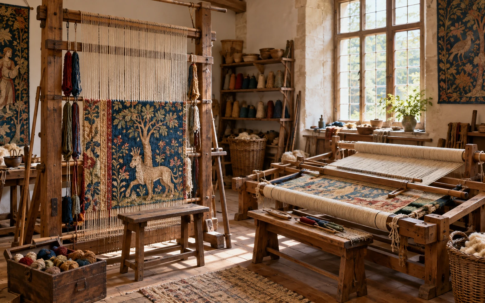 Métiers de haute lice et de basse lice pour la tapisserie