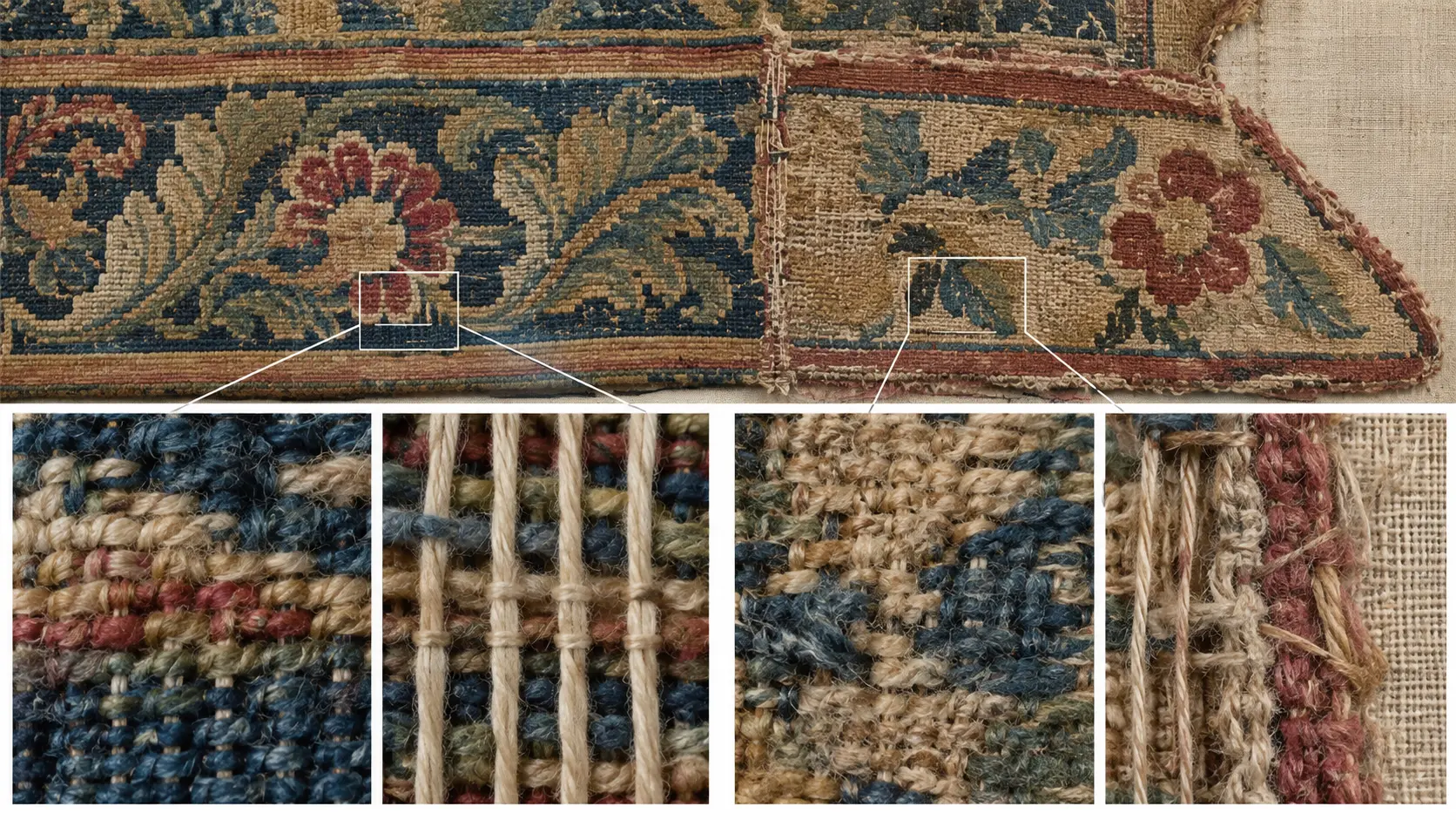 Tapisserie figurative avec les détails de costume, mobilier, architecture et végétation utiles à la datation